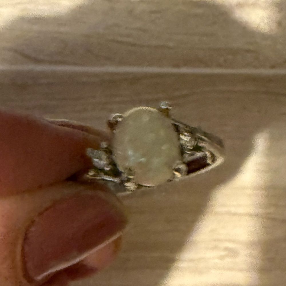 ✨ Vintage Opalescent Cabochon Ring Silver Tone Size 10 ✨ - Picture 6 of 7